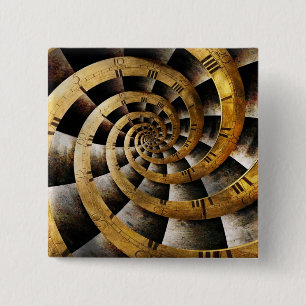 Steampunk - Clock - The flow of time 15 Cm Square Badge