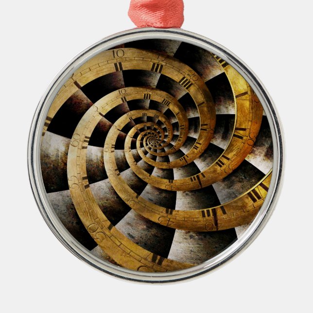Steampunk - Clock - The flow of time Metal Tree Decoration (Front)