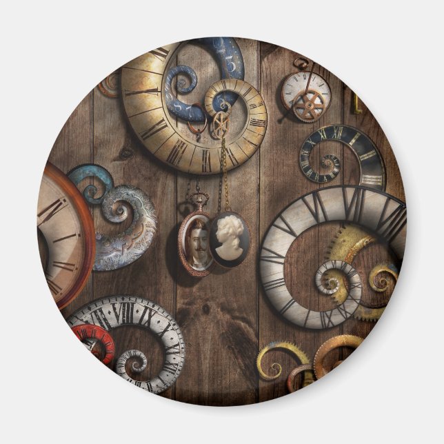 Steampunk - Clock - Time machine Magnet (Front)