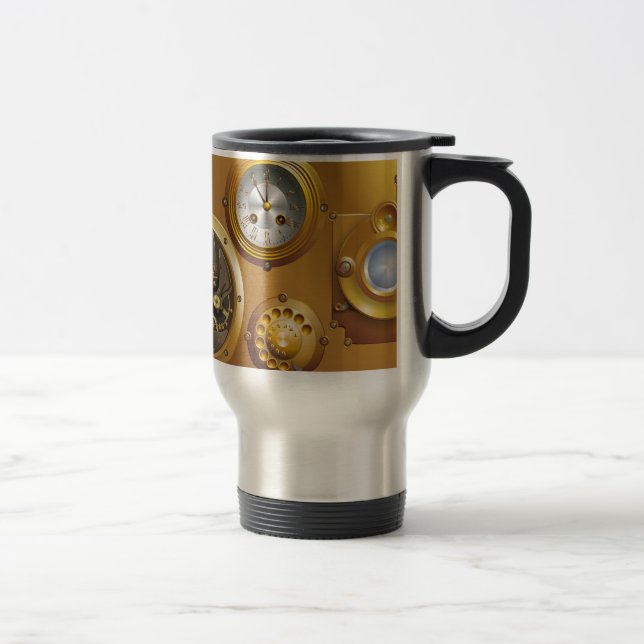 Steampunk clock travel mug (Right)