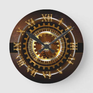 Steampunk clock with antique gears