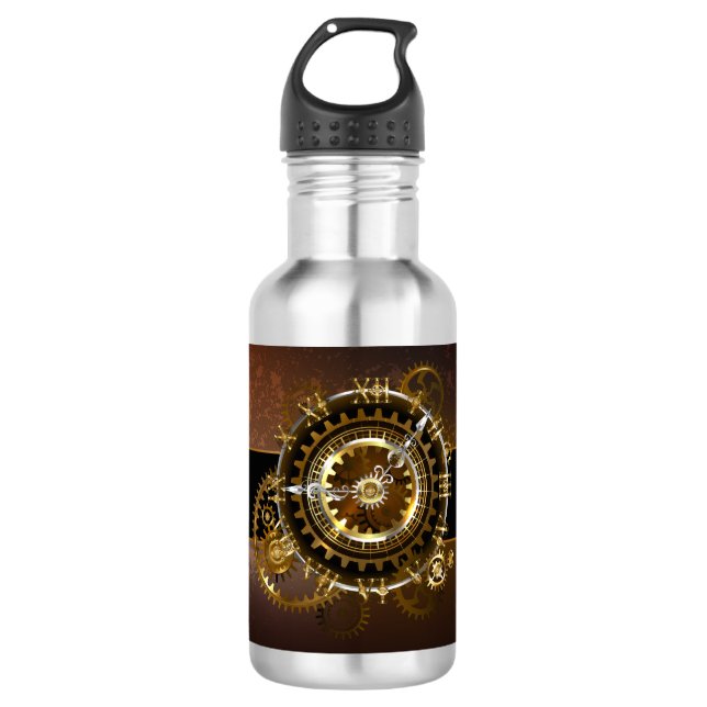 Steampunk clock with antique gears 532 ml water bottle (Front)
