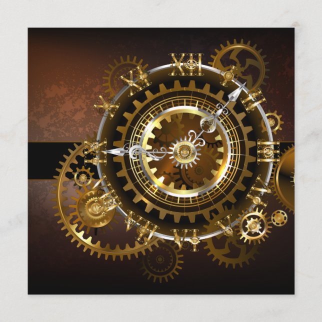 Steampunk clock with antique gears advice card (Front)