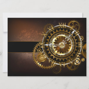 Steampunk clock with antique gears announcement