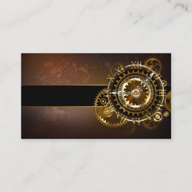 Steampunk clock with antique gears appointment card (Front)