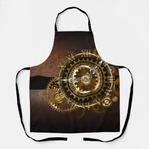 Steampunk clock with antique gears apron