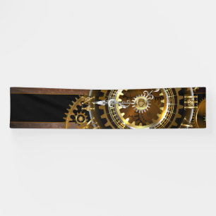 Steampunk clock with antique gears banner
