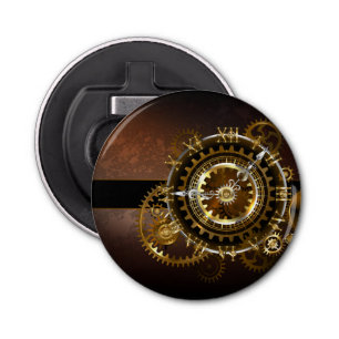 Steampunk clock with antique gears bottle opener