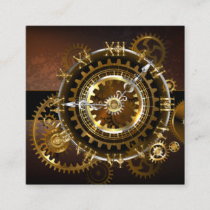 Steampunk clock with antique gears calling card