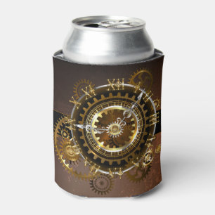 Steampunk clock with antique gears can cooler