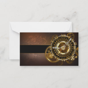 Steampunk clock with antique gears card