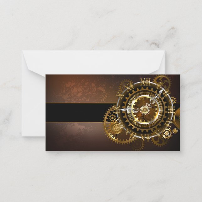 Steampunk clock with antique gears card (Front)