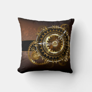 Steampunk clock with antique gears cushion
