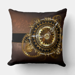 Steampunk clock with antique gears cushion
