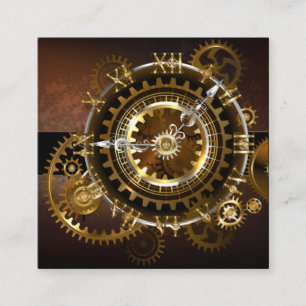 Steampunk clock with antique gears discount card