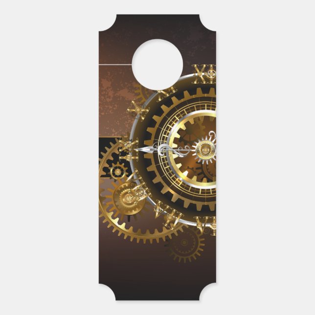 Steampunk clock with antique gears door hanger (Front)