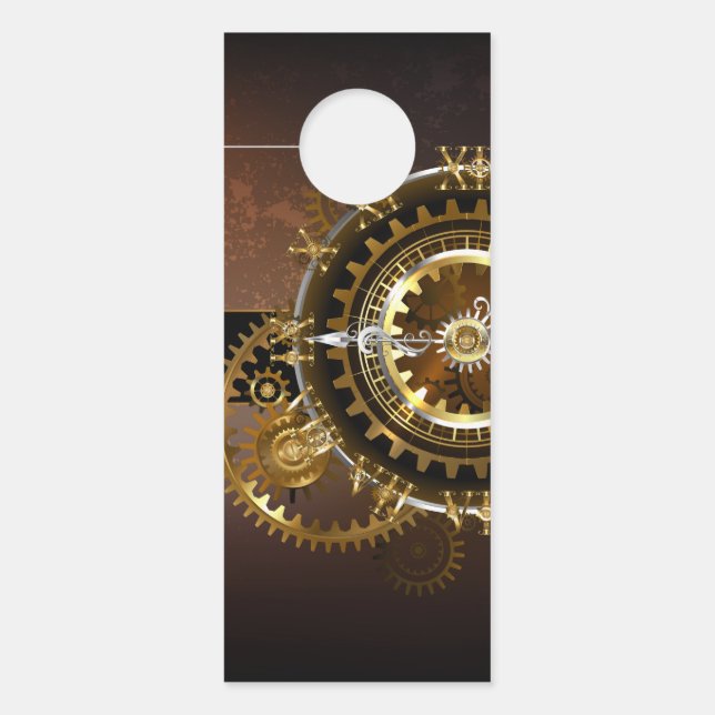 Steampunk clock with antique gears door hanger (Front)