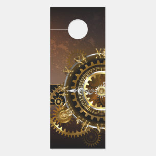 Steampunk clock with antique gears door hanger