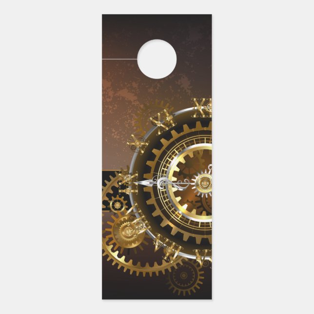 Steampunk clock with antique gears door hanger (Front)