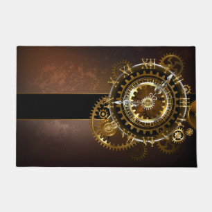 Steampunk clock with antique gears doormat