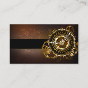 Steampunk clock with antique gears enclosure card