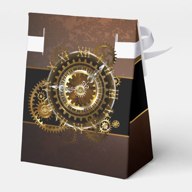 Steampunk clock with antique gears favour box (Back Side)
