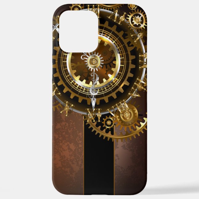 Steampunk clock with antique gears iPhone case (Back)