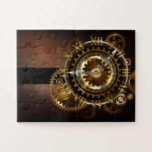 Steampunk clock with antique gears jigsaw puzzle
