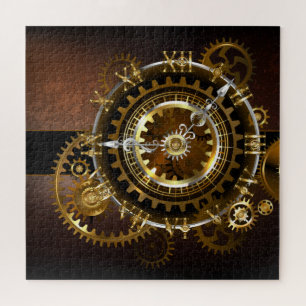 Steampunk clock with antique gears jigsaw puzzle