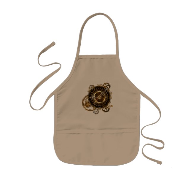 Steampunk clock with antique gears kids apron (Front)