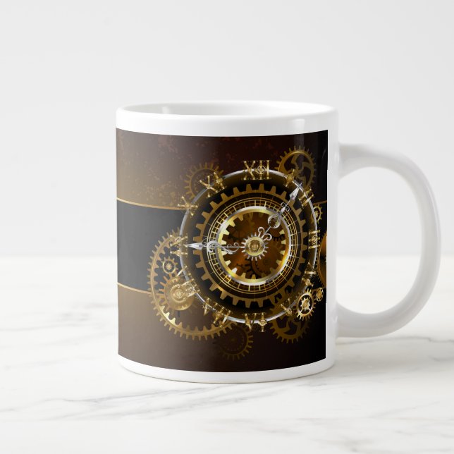 Steampunk clock with antique gears large coffee mug (Right)