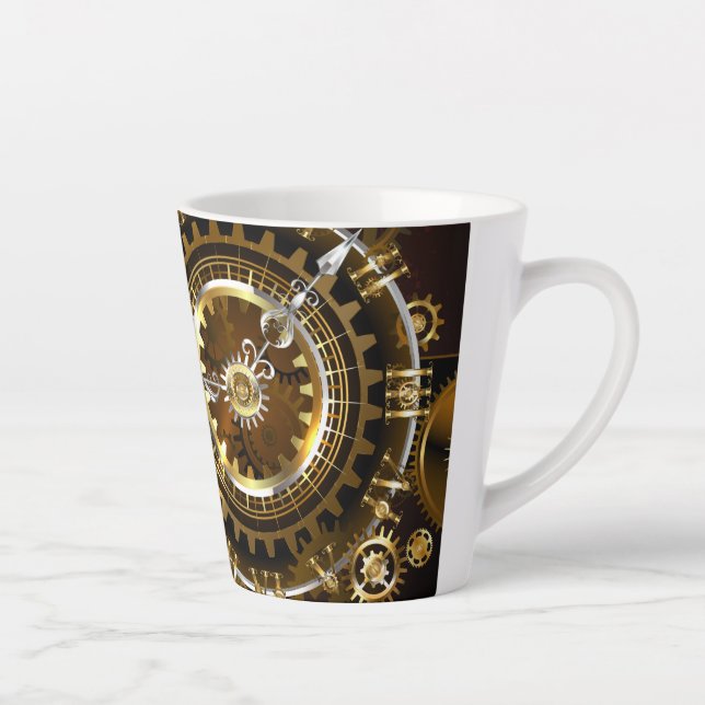 Steampunk clock with antique gears latte mug (Right)