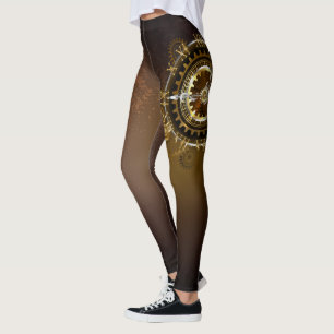 Steampunk clock with antique gears leggings