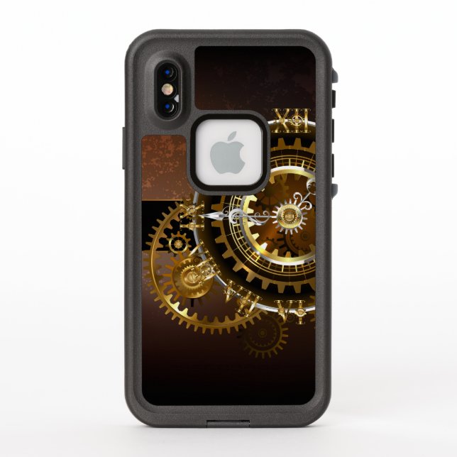 Steampunk clock with antique gears LifeProof iPhone case (Back)