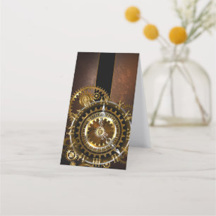 Steampunk clock with antique gears loyalty card