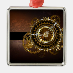 Steampunk clock with antique gears metal tree decoration