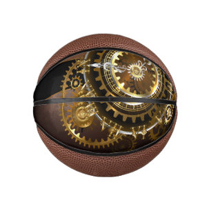 Steampunk clock with antique gears mini basketball