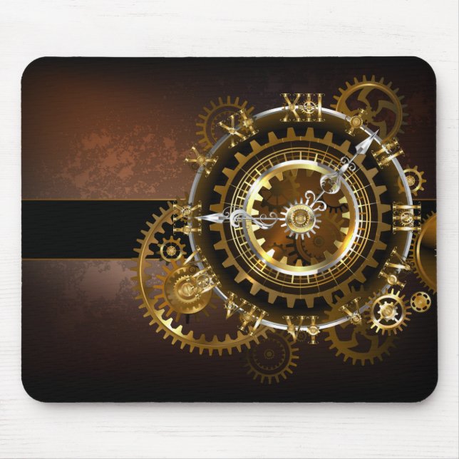 Steampunk clock with antique gears mouse mat (Front)
