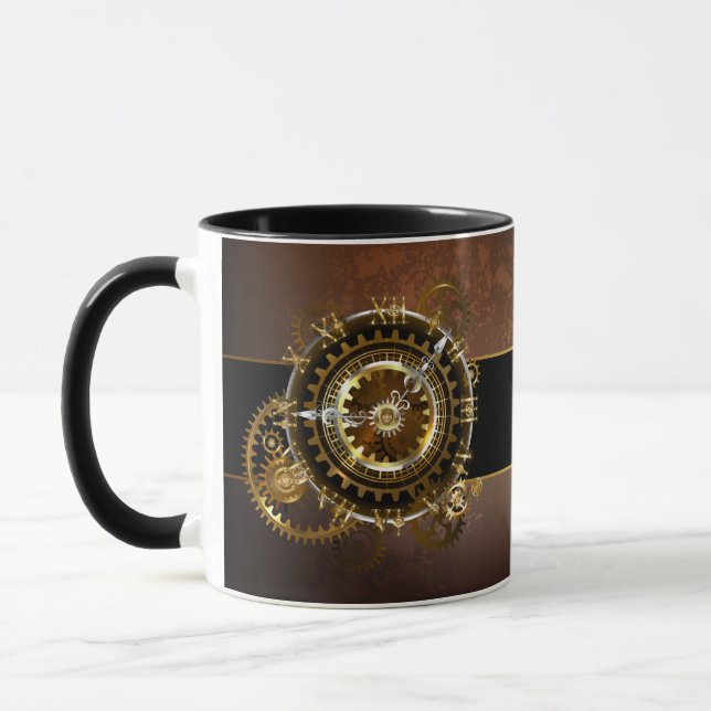 Steampunk clock with antique gears mug (Left)