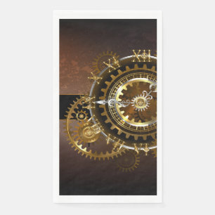 Steampunk clock with antique gears napkin