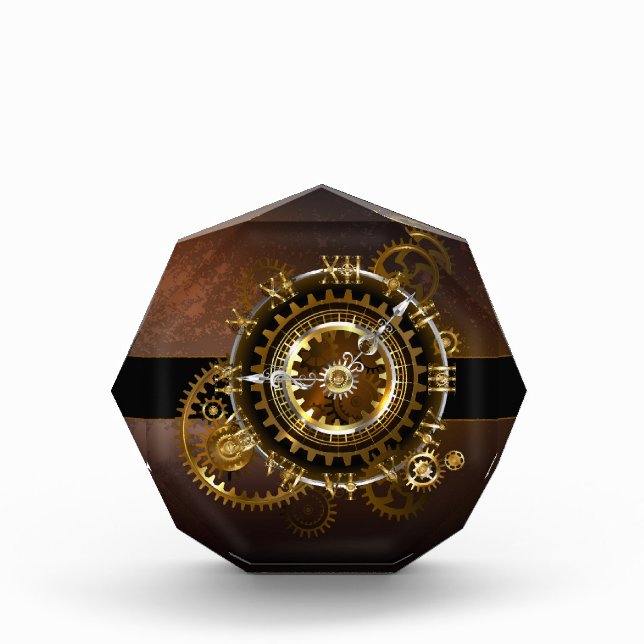 Steampunk clock with antique gears photo block (Front)