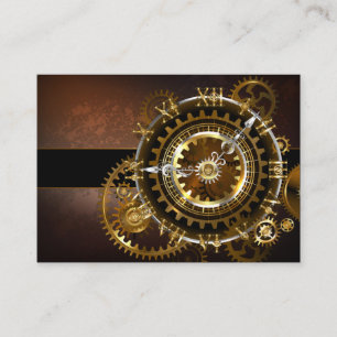 Steampunk clock with antique gears place card