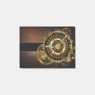 Steampunk clock with antique gears post-it notes
