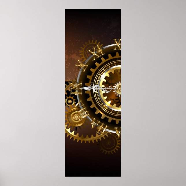 Steampunk clock with antique gears poster (Front)