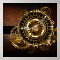 Steampunk clock with antique gears