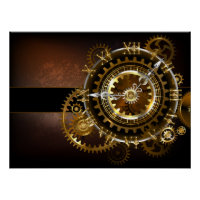 Steampunk clock with antique gears