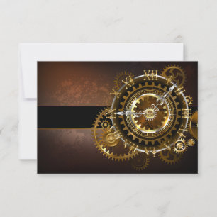 Steampunk clock with antique gears RSVP card