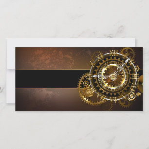 Steampunk clock with antique gears save the date