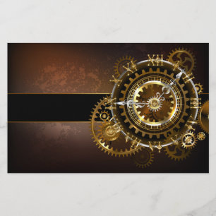 Steampunk clock with antique gears stationery