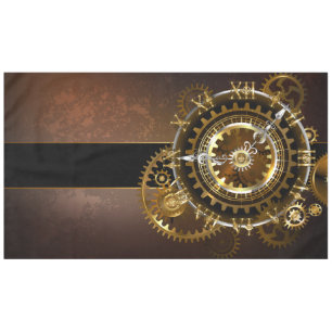 Steampunk clock with antique gears tablecloth